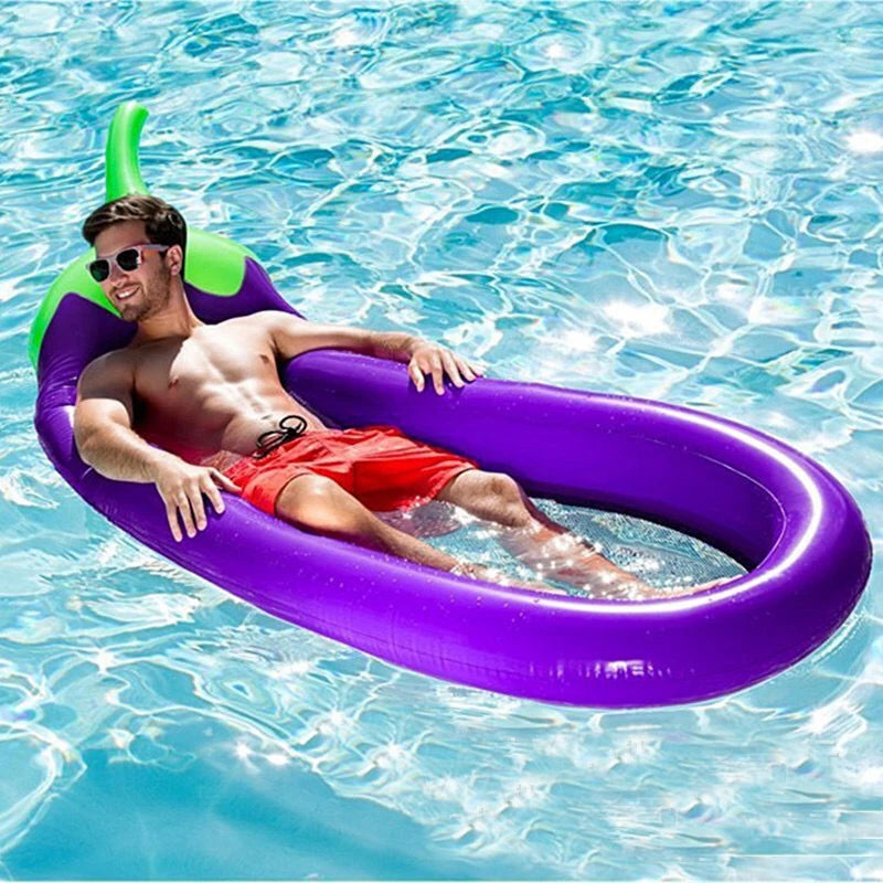 270cm Giant Swimming Pool Floating Inflatable Eggplant Mattress Swimming Circle Island Cool Water Party Toy Boia Piscina