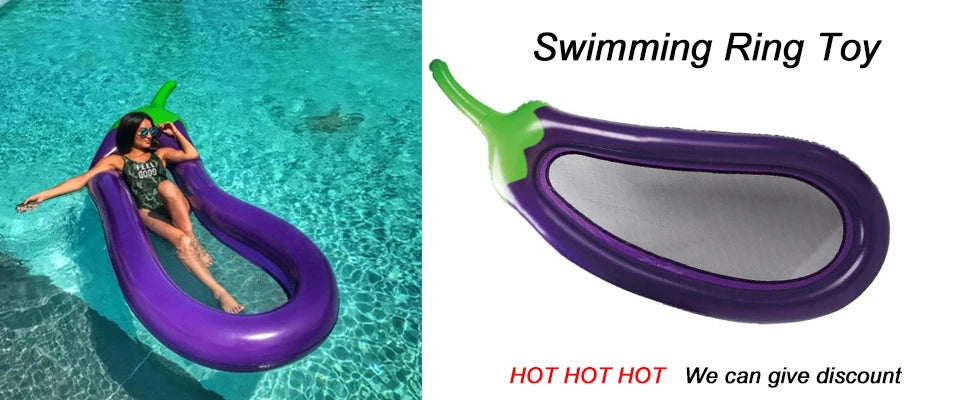 270cm Giant Swimming Pool Floating Inflatable Eggplant Mattress Swimming Circle Island Cool Water Party Toy Boia Piscina