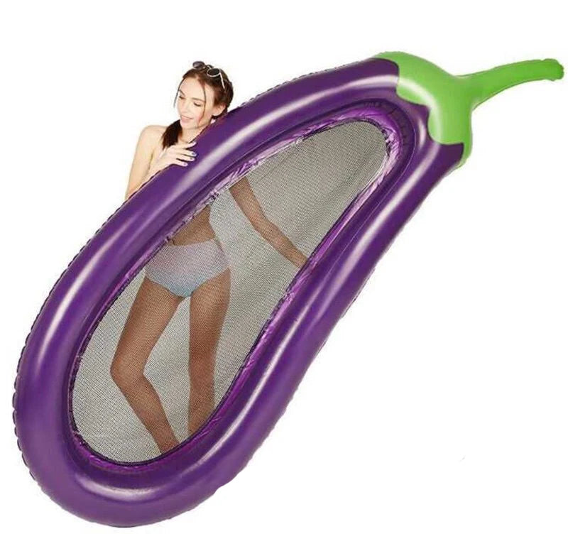 270cm Giant Swimming Pool Floating Inflatable Eggplant Mattress Swimming Circle Island Cool Water Party Toy Boia Piscina