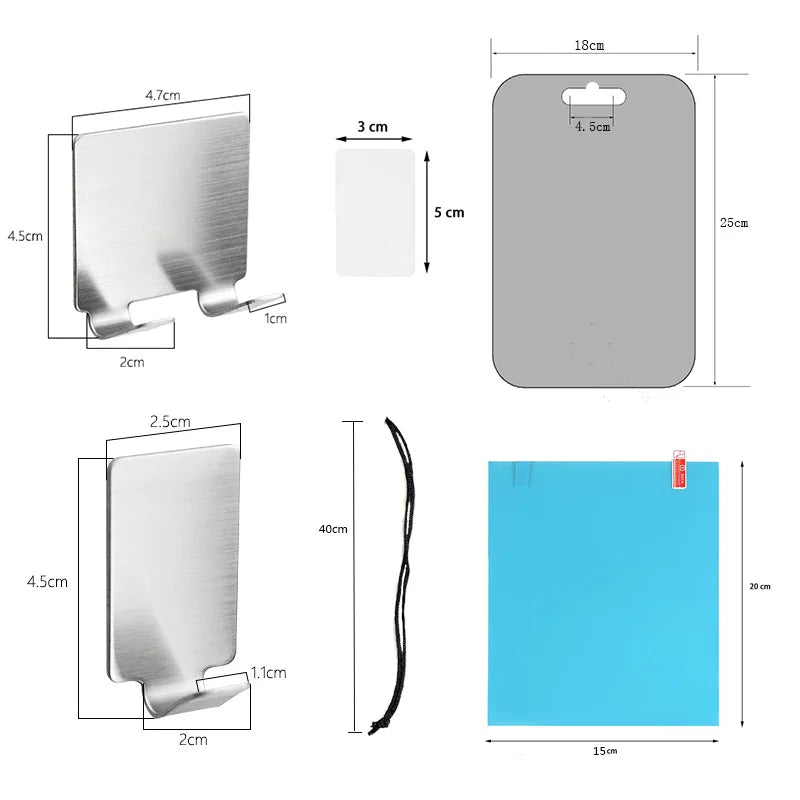 Acrylic Fogless Shower Mirror Anti-Fog Shaving Mirror with Razor Holder And Hooks Wall Hanging for Bathroom Travel Accessories