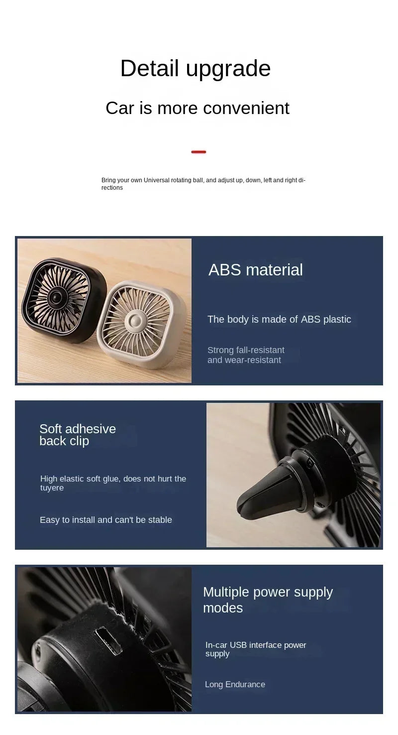 Portable Mini Car Vent Fan - High-Speed Cooling USB Fan - Energy-Efficient, Vibrant Colors, Easy Install