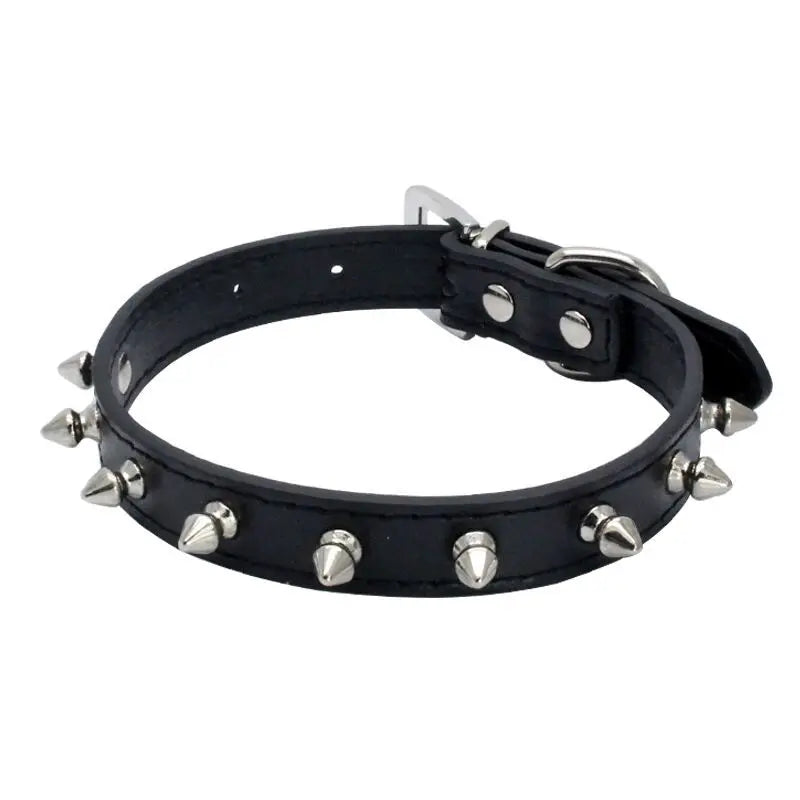 Leather Cat Collar Anti-Bite Studded Cat Collar with Spikes Adjustable Pet Collar for Small Dogs Puppy Kitten Pet Accessories