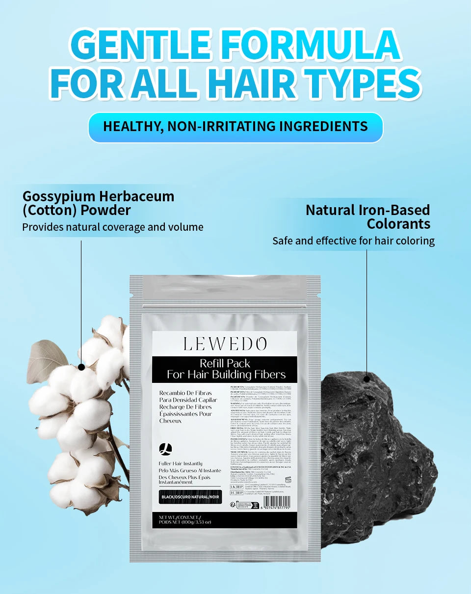 Hair Fibers Powder 100g Instant Hair Growth Fiber Refill Bag Hair Loss Treatment Keratin Hair Building Fiber Salon Hair Care