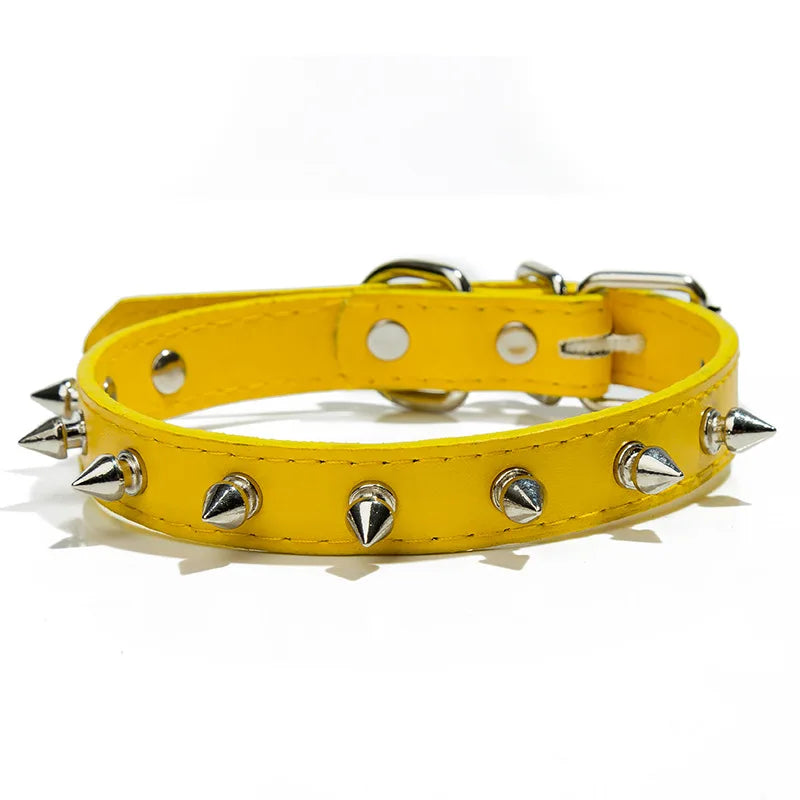Leather Cat Collar Anti-Bite Studded Cat Collar with Spikes Adjustable Pet Collar for Small Dogs Puppy Kitten Pet Accessories