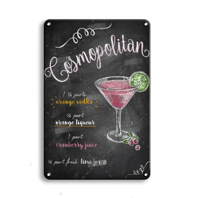 Vintage Metal Tin Sign Decorations Gin & Tonic Cocktail Plate Decorative Poster Plaque Bar Kitchen Home Wall Decor 8 X 12 Inch