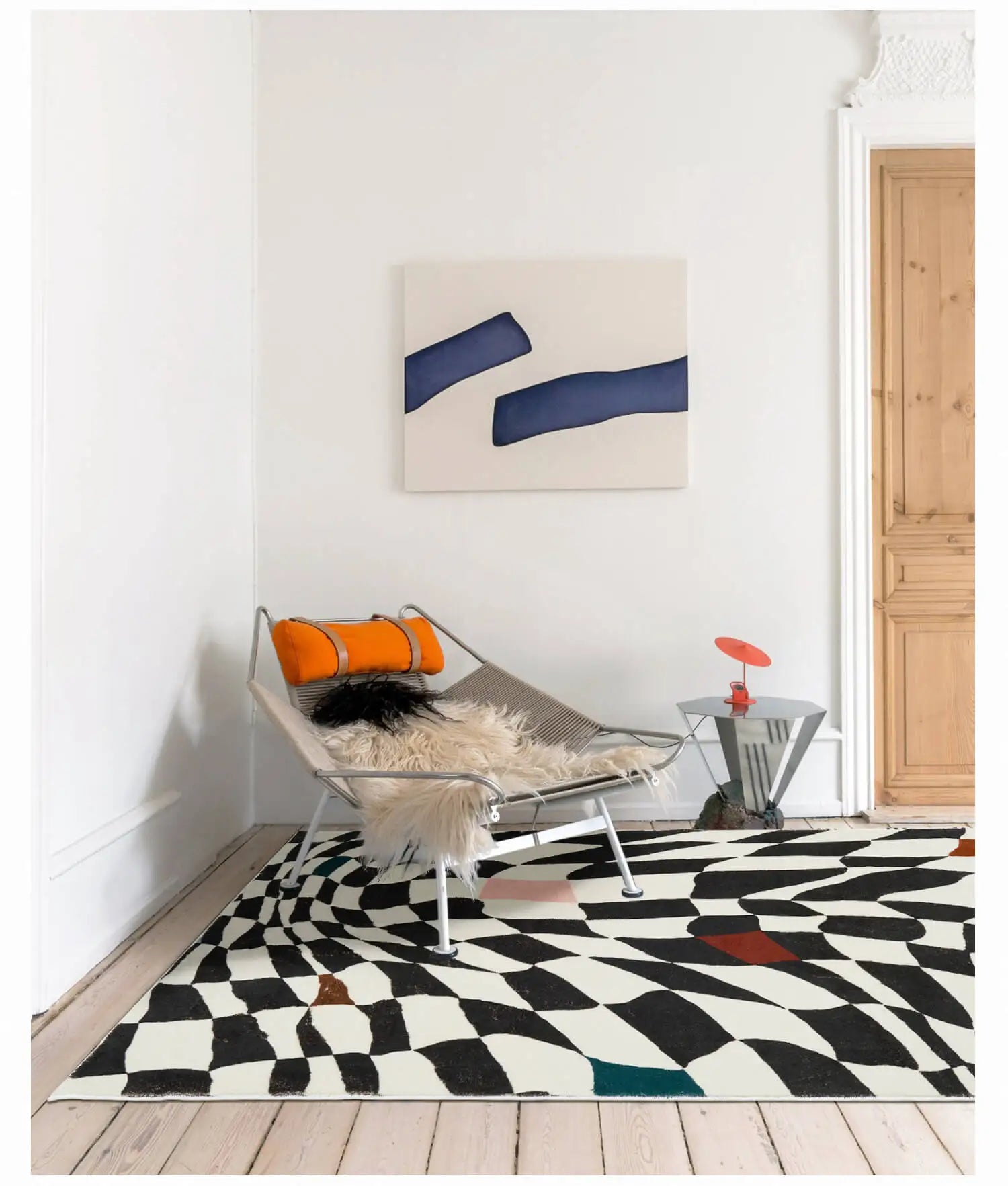 Carpets For Living Room Home Decor Light Luxury Abstract VertigoFashion Black White Plaid Art Chessboard Bedroom Polyester Rugs