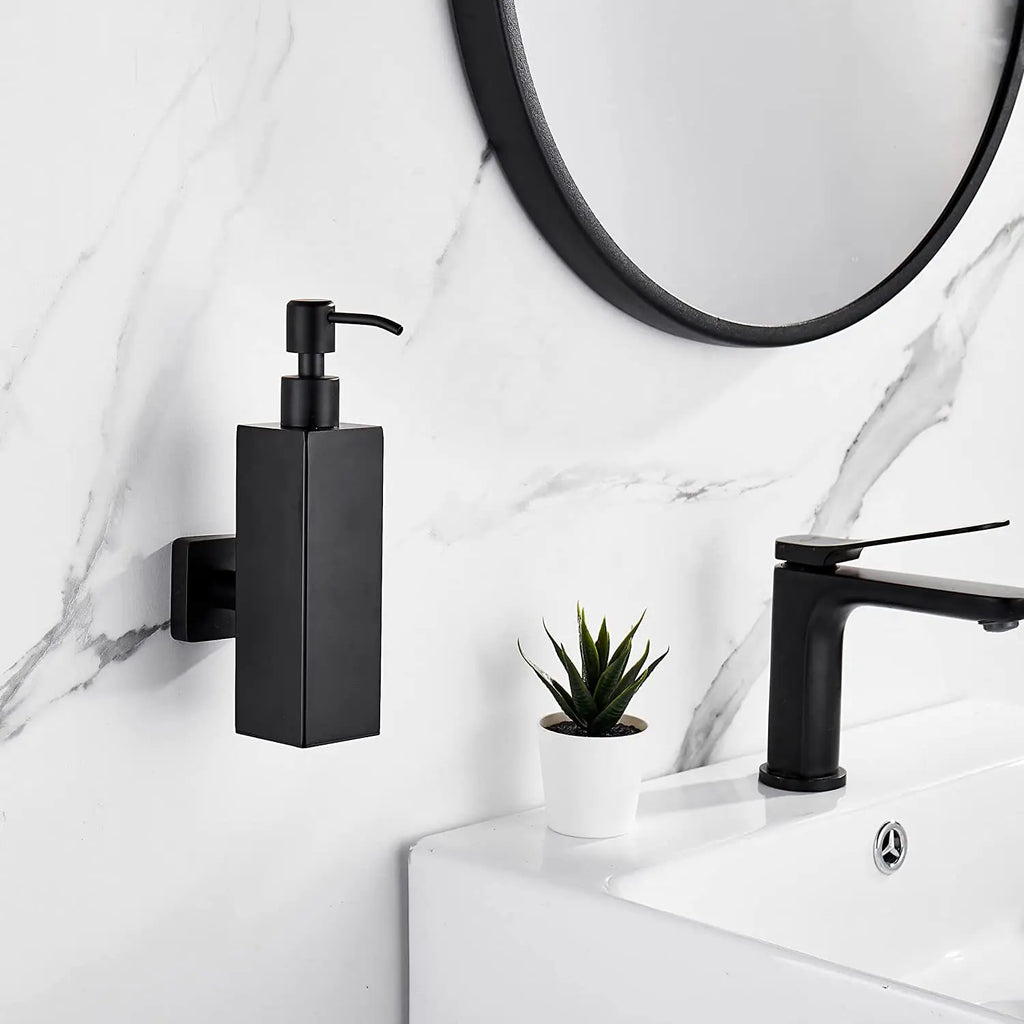 304 Stainless Steel Soap Dispenser Black Shower Shampoo Bottle Hotel Wall Hanging Press Hand Sanitizer Bottle