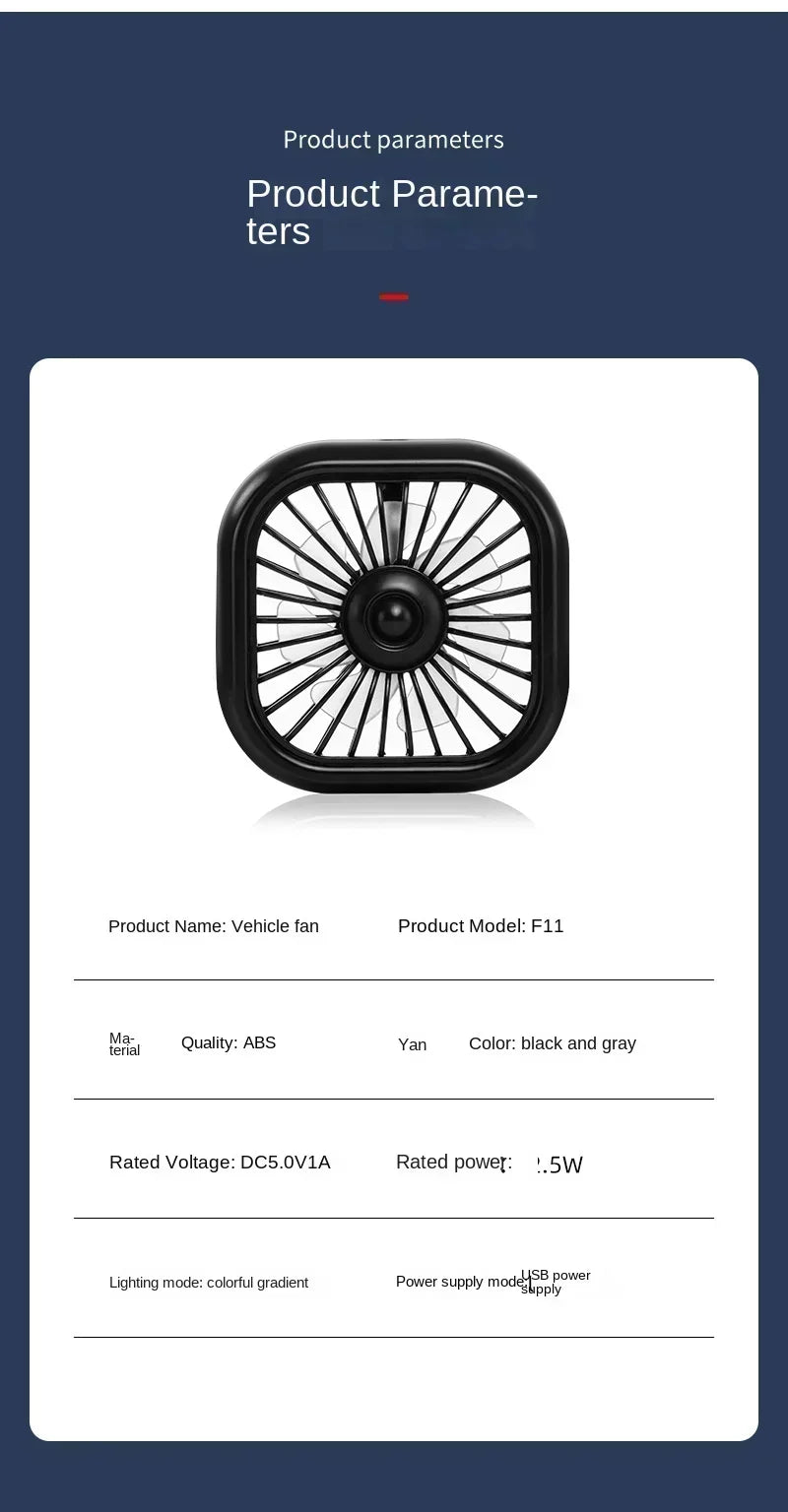 Portable Mini Car Vent Fan - High-Speed Cooling USB Fan - Energy-Efficient, Vibrant Colors, Easy Install