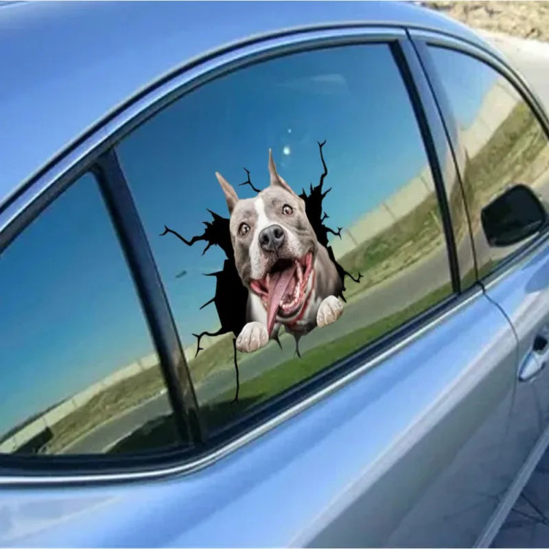 Waterproof Car Decals Cute Crack Dog Wall Sticker Glass Window Door Home Decoration Cartoon Animals Wallpaper Removable Poster