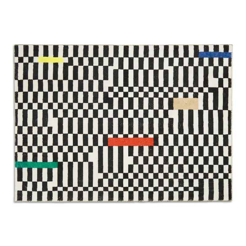 Carpets For Living Room Home Decor Light Luxury Abstract VertigoFashion Black White Plaid Art Chessboard Bedroom Polyester Rugs