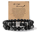 2pcs/set Natural Stone Lion Bracelets For Men Matte Black Onyx Hematite Volcanic Beads Bracelet Skull Fitness Jewelry Gift