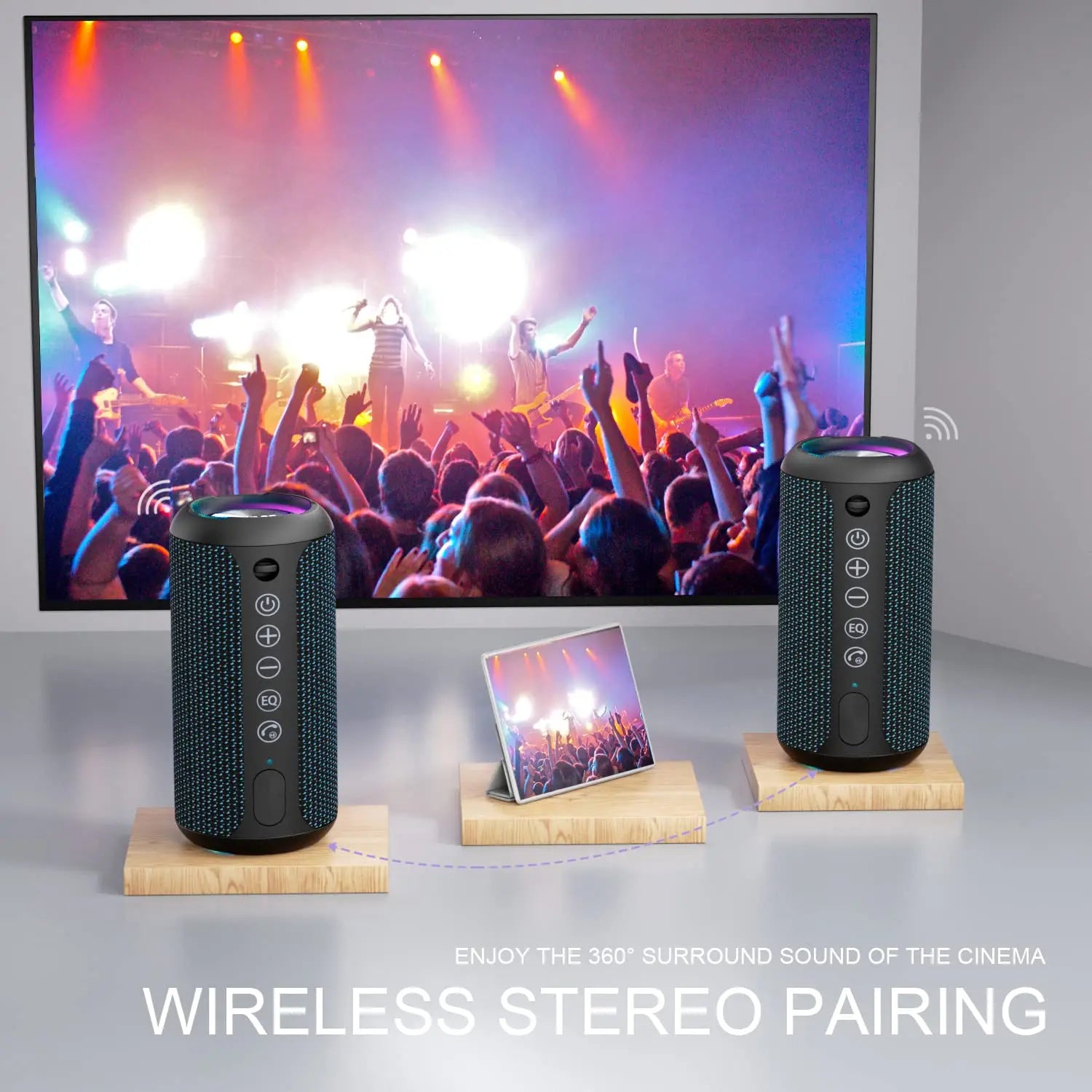 Ortizan Portable Wireless Speaker: IPX7 Waterproof, 24W Loud Sound, Deep Bass, LED Lights, Wireless Stereo Pairing