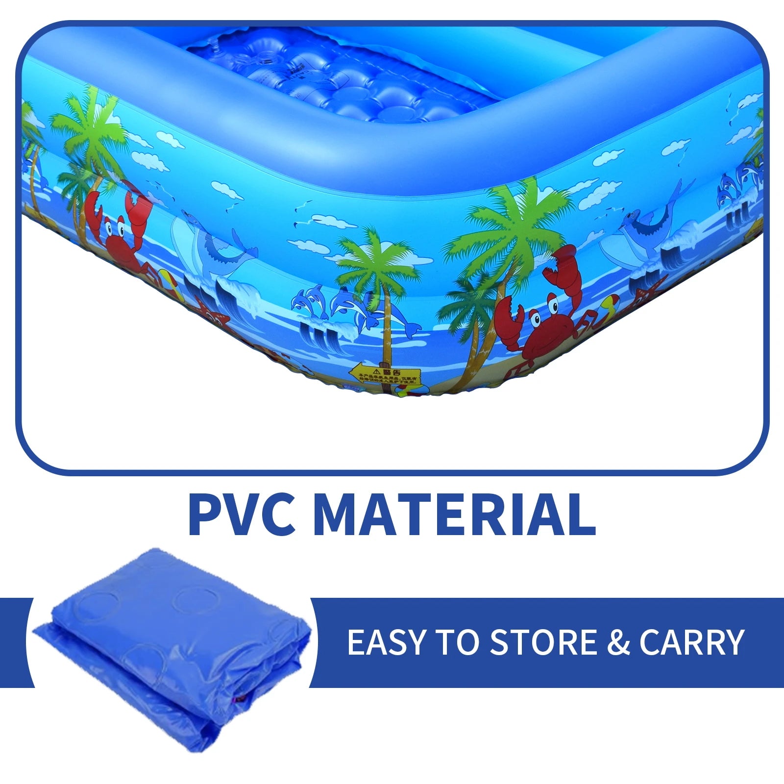 Inflatable Ball Pit Pool for Kids, Toddlers, Adults, Blow Up PVC Swimming Pool for Indoor Outdoor Water Party Backyard, Blue