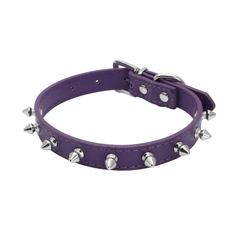 Leather Cat Collar Anti-Bite Studded Cat Collar with Spikes Adjustable Pet Collar for Small Dogs Puppy Kitten Pet Accessories