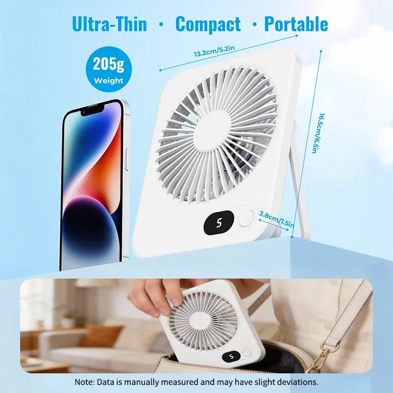 Portable Fan Rechargeable Desktop Fan 180° Rotatable Hanging Fan with Display screen Air Cooler for Outdoor Camping Ventilador