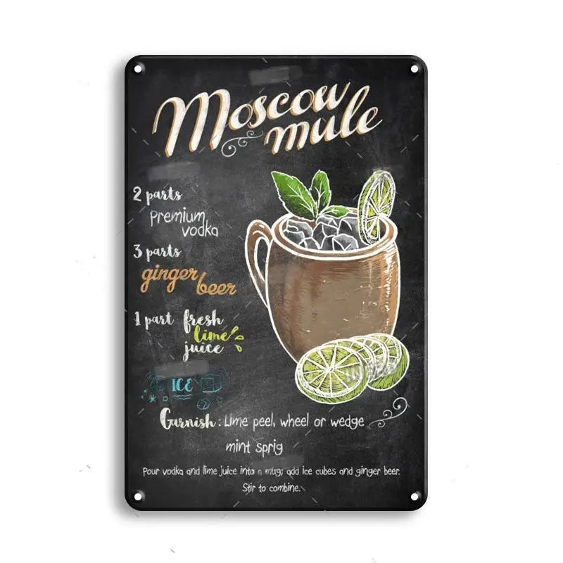 Vintage Metal Tin Sign Decorations Gin & Tonic Cocktail Plate Decorative Poster Plaque Bar Kitchen Home Wall Decor 8 X 12 Inch