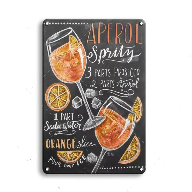 Vintage Metal Tin Sign Decorations Gin & Tonic Cocktail Plate Decorative Poster Plaque Bar Kitchen Home Wall Decor 8 X 12 Inch