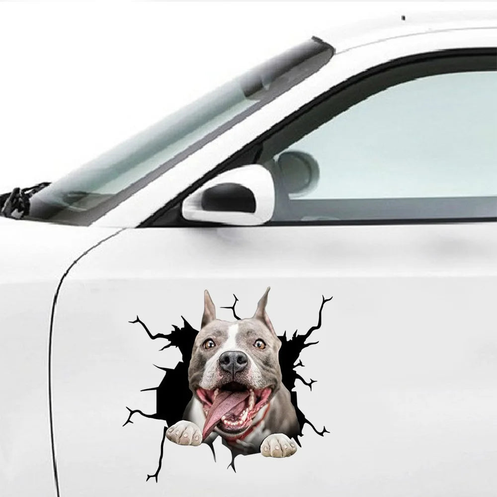 Waterproof Car Decals Cute Crack Dog Wall Sticker Glass Window Door Home Decoration Cartoon Animals Wallpaper Removable Poster