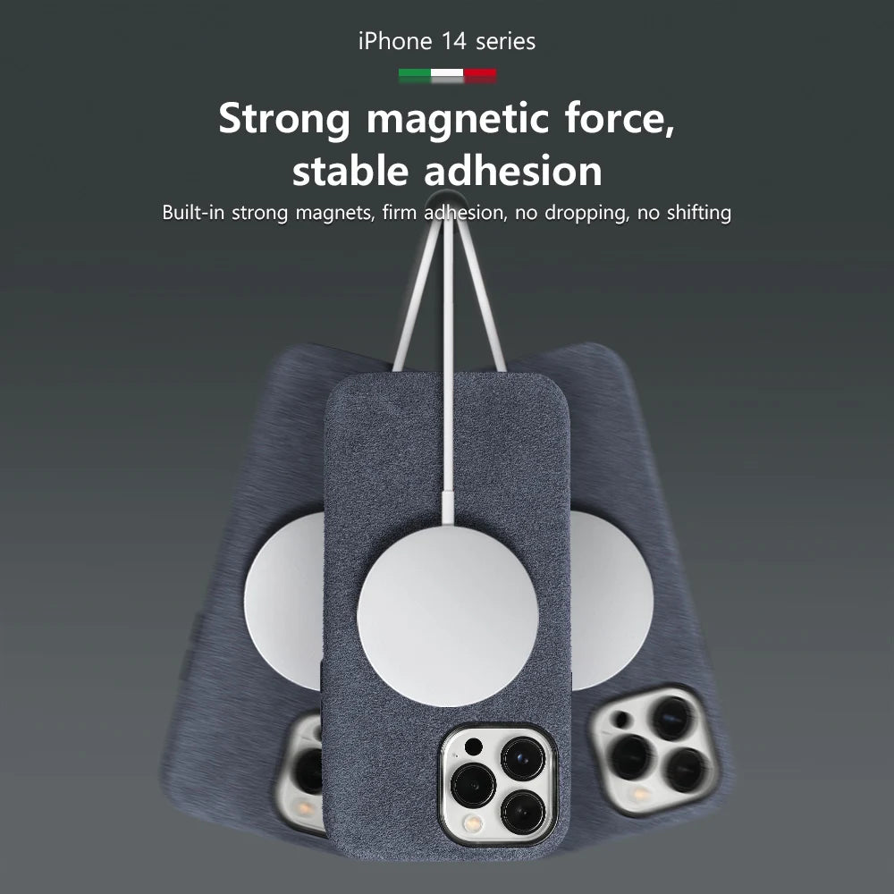LANGSIDI Brand for Magsafe Phone Case for iPhone 13 mini 13 14 Pro Max 13pro Luxury Fabric protective shockproof fundas