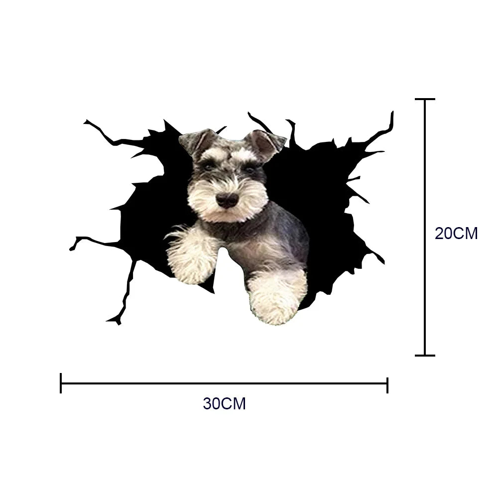 Waterproof Car Decals Cute Crack Dog Wall Sticker Glass Window Door Home Decoration Cartoon Animals Wallpaper Removable Poster