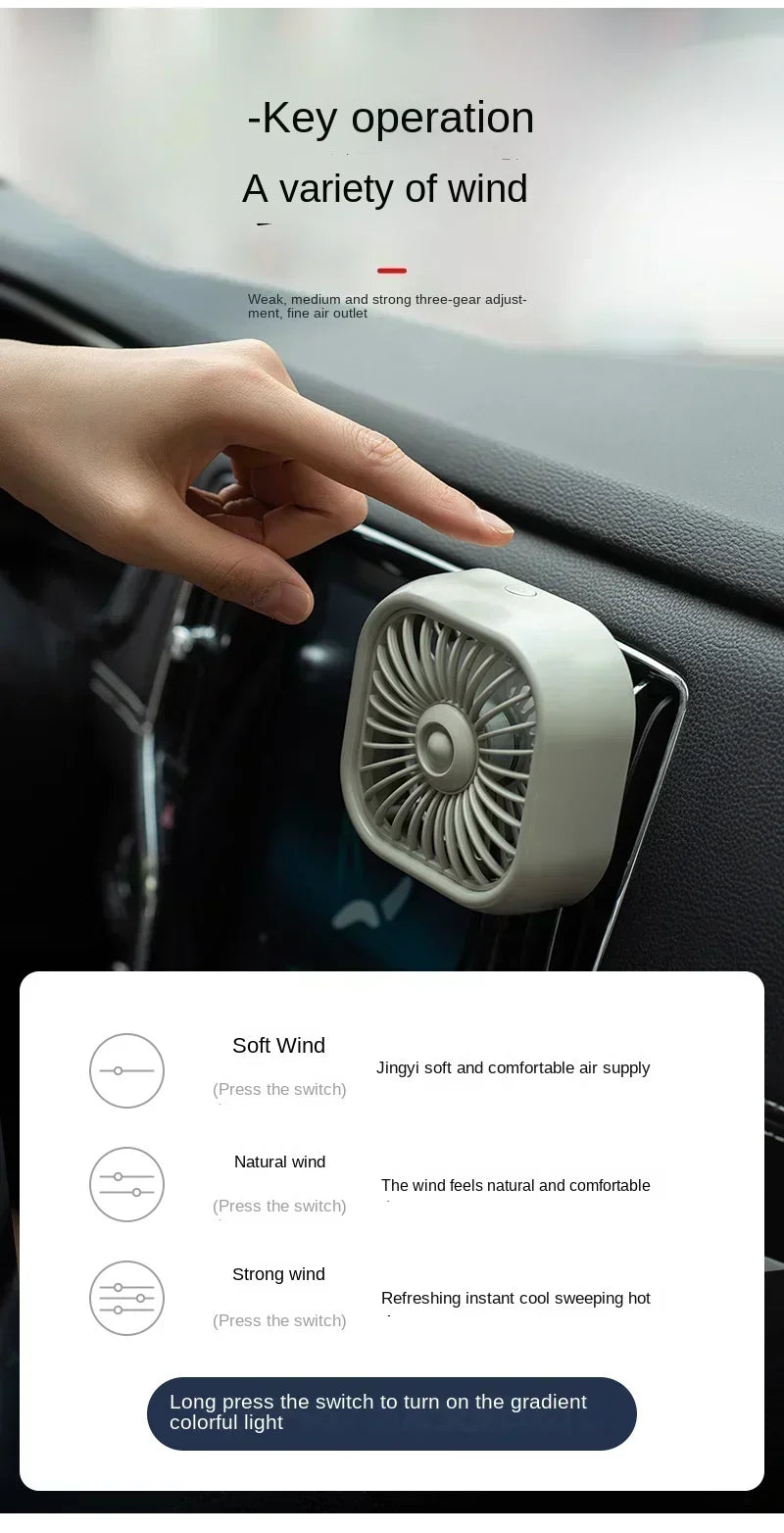 Portable Mini Car Vent Fan - High-Speed Cooling USB Fan - Energy-Efficient, Vibrant Colors, Easy Install