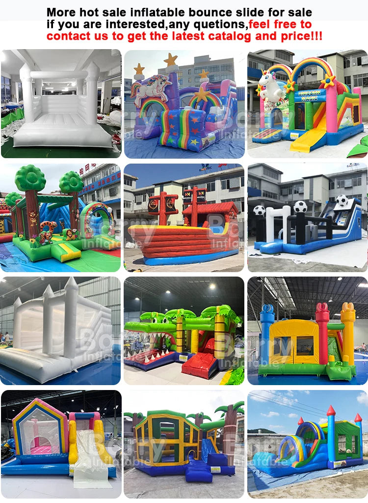 Pvc Bouncer Slide Pool Commercial Bounce House Inflatables Water Slide Fun City Bounce House With Slide and Obstacle Course