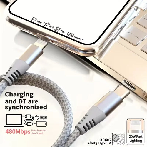 1PC 2PCS MFi Certified Fast Cable durable Nylon Braided Cord USB C to Lightning Cable Fast Charging Data for iPhone 14 13 12 11