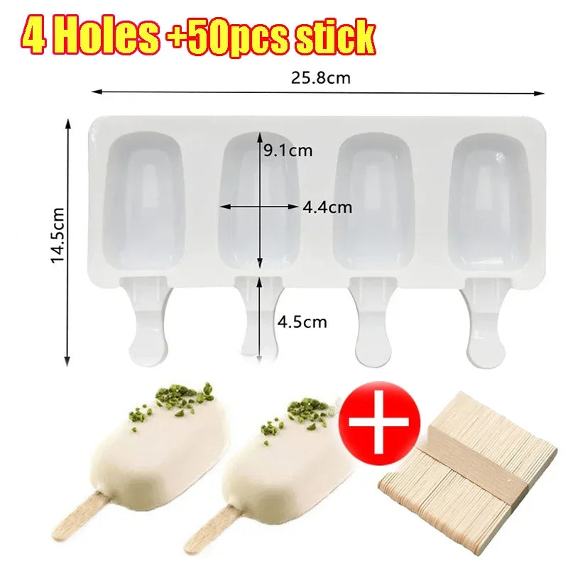 Silicone Ice Cream Mold DIY Chocolate Dessert Popsicle Moulds Tray Ice Cube Maker Homemade Tools Summer Party Supplies