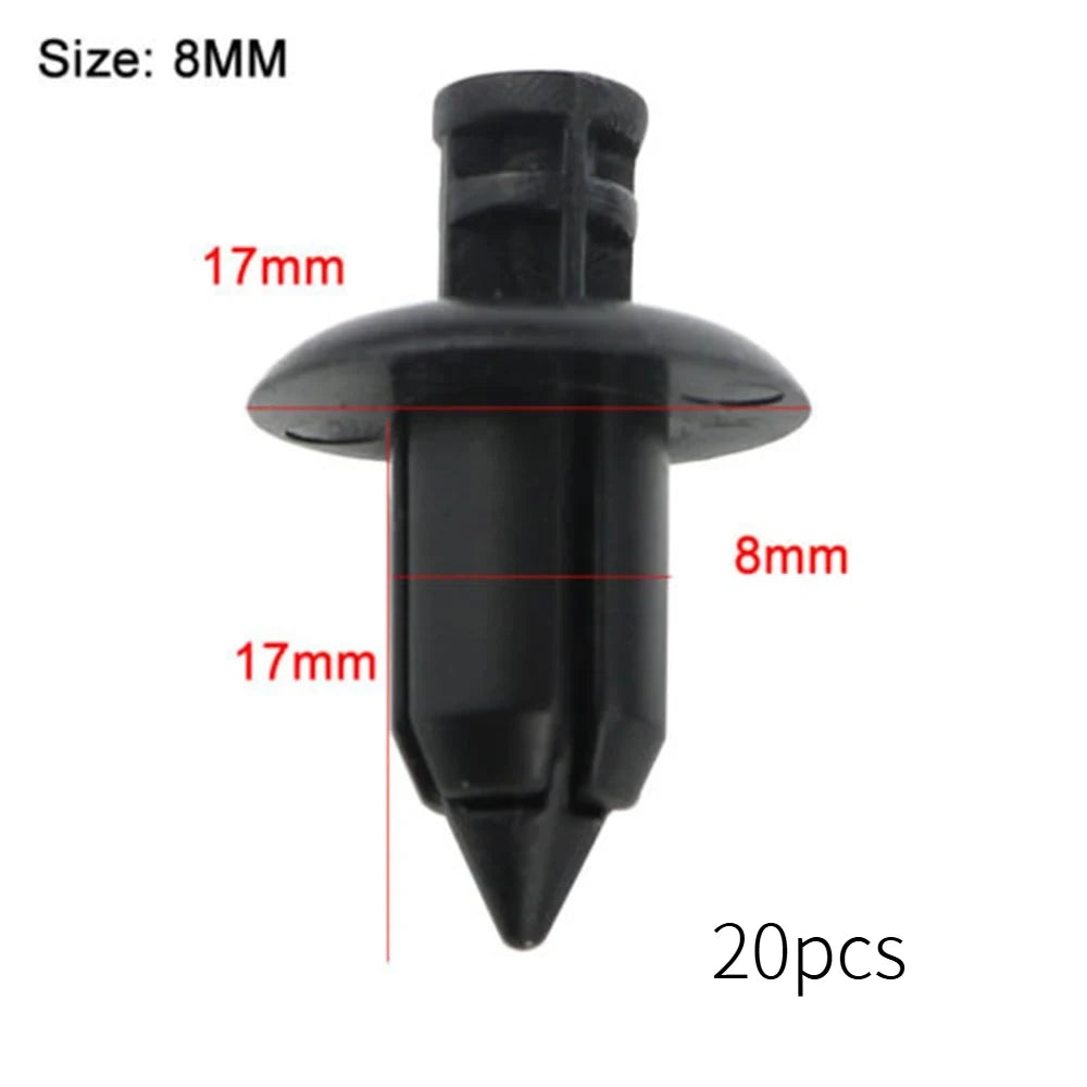20pcs Universal Motorcycle Push Pin Rivets 6/7/8mm Plastic Fairing Clips Fastener Kit for Honda Yamaha Suzuki Kawasaki Repair
