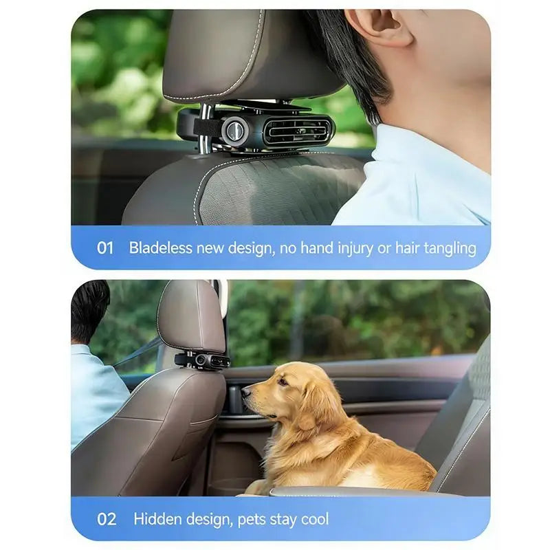 Portable Car Fan - USB Cooling Vehicle Accessory, Quiet Compact SUV Seat Fan, Adjustable Airflow Design, Efficient Proced