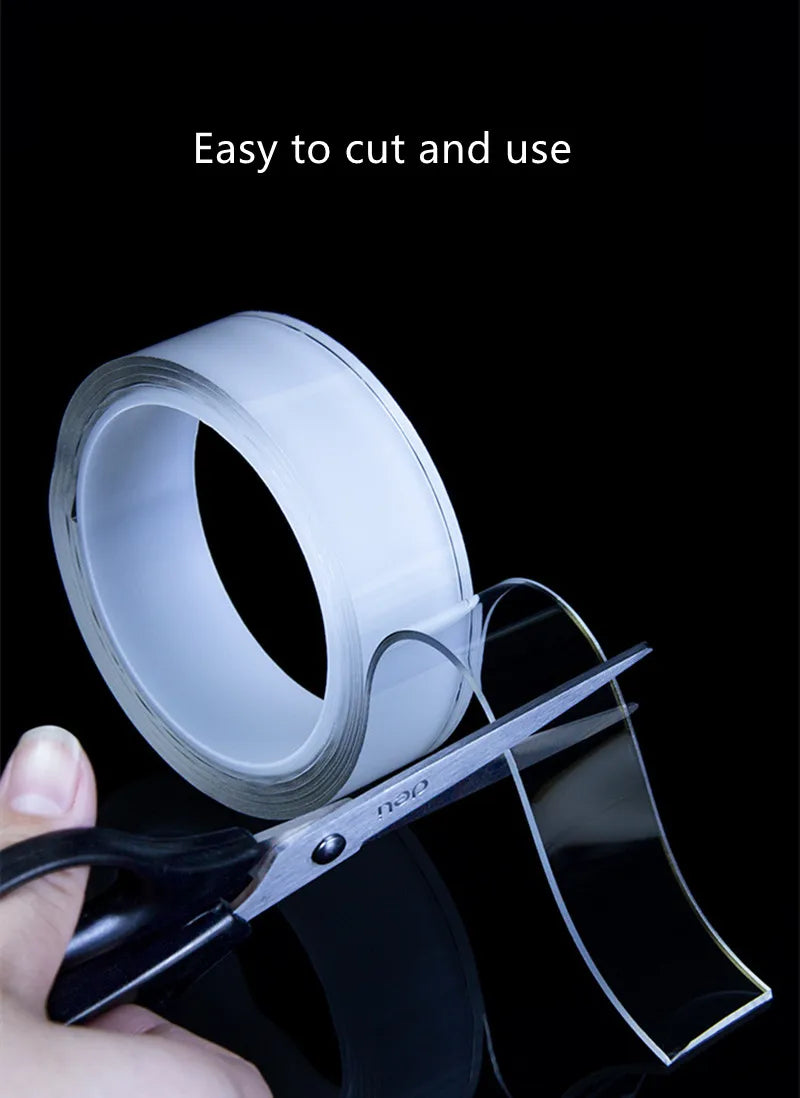 5/10M Nano Tape Double Sided Tape Transparent Reusable Waterproof Adhesive Tapes Cleanable Kitchen Bathroom 1mm Thickness