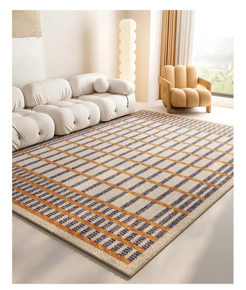 Minimalist Plaid Living Decoration Carpets Checkerboard Bedroom Bedside Rug Soft Plush Comfortable Home Large Area Carpet Tapete