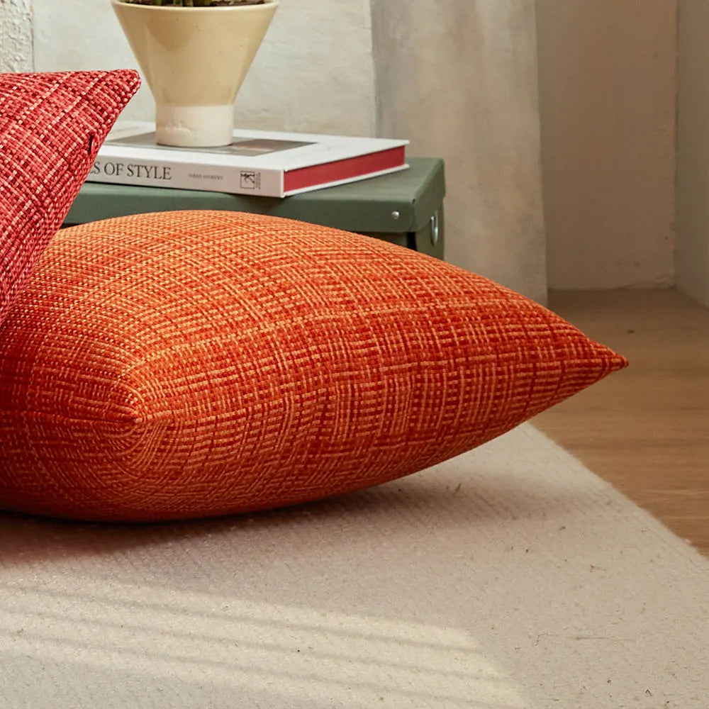 Orange Woven Cushion Cover Waterproof Outdoor Decorative Pillowcase Living Room Sofa Throw Pillow Cover Zipper Fundas De Cojines