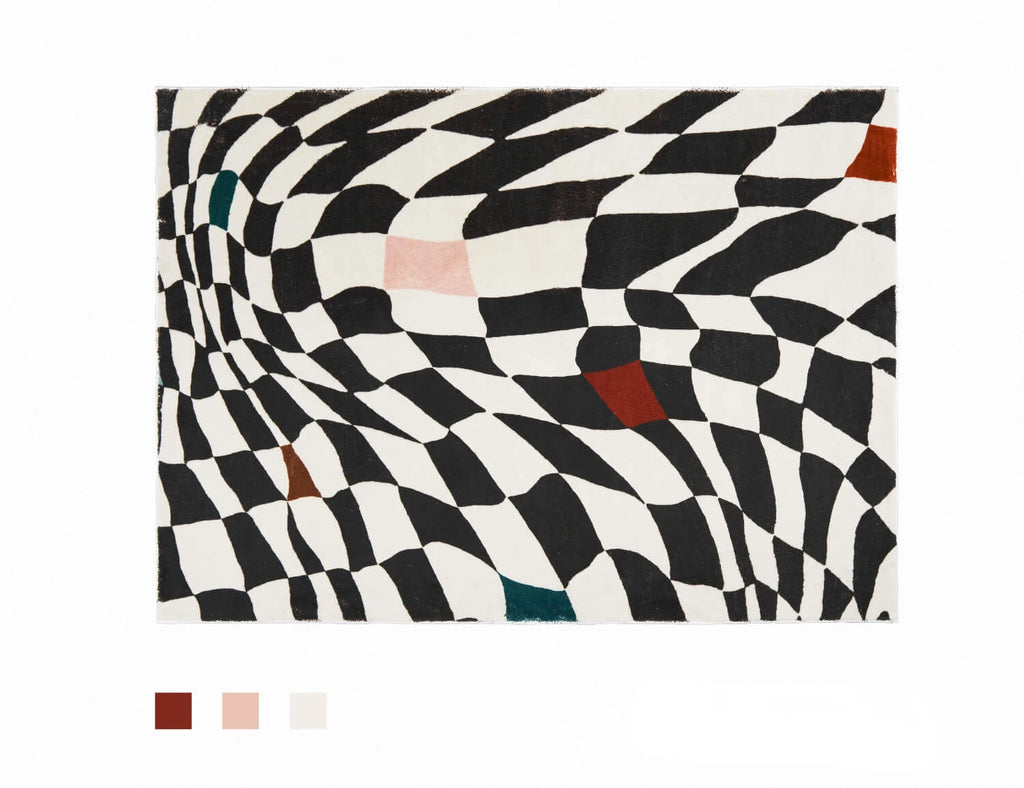 Carpets For Living Room Home Decor Light Luxury Abstract VertigoFashion Black White Plaid Art Chessboard Bedroom Polyester Rugs