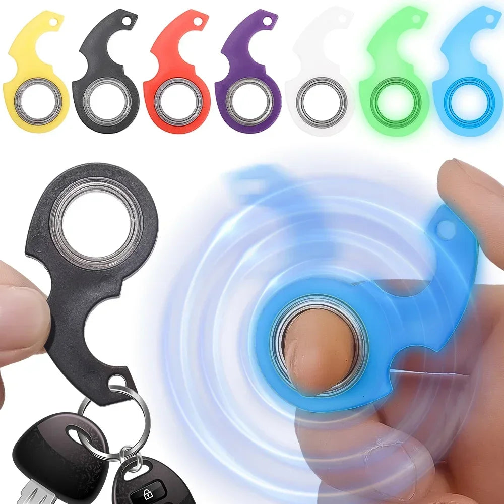 Spinner Stress Toy Funny Idget Toys Kids Fingertip Spinning Keyring Finger Fidget Ring Relieve Boredom Party Gifts Keychain Toys