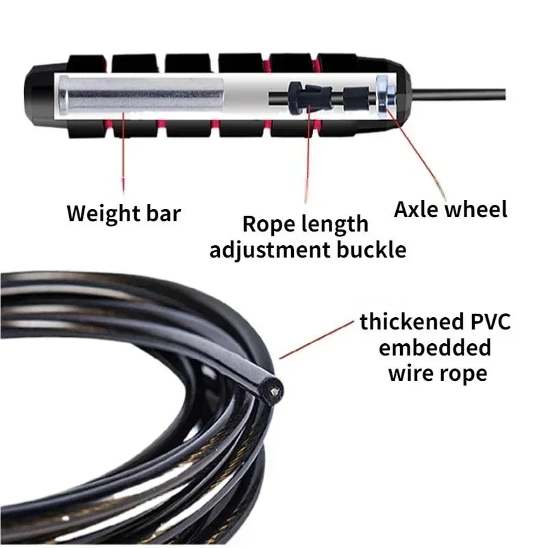 The New Jump Rope Steel Wire Skipping Exercise Adjustable Jumping Fitness Workout Training Home Sport Equipment Tangle-Free