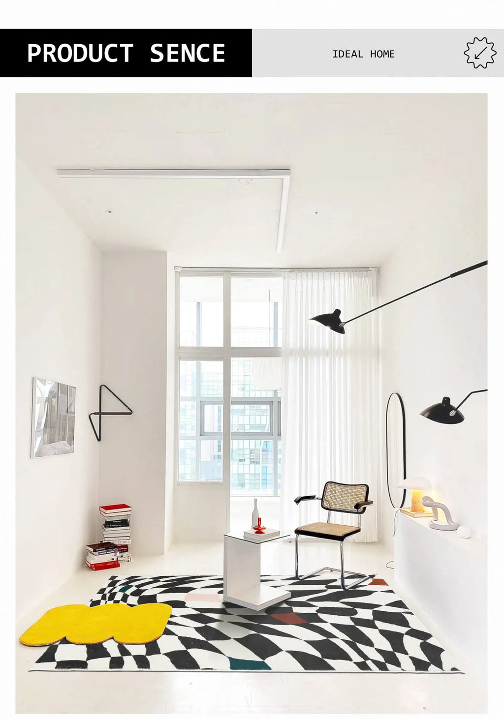Carpets For Living Room Home Decor Light Luxury Abstract VertigoFashion Black White Plaid Art Chessboard Bedroom Polyester Rugs