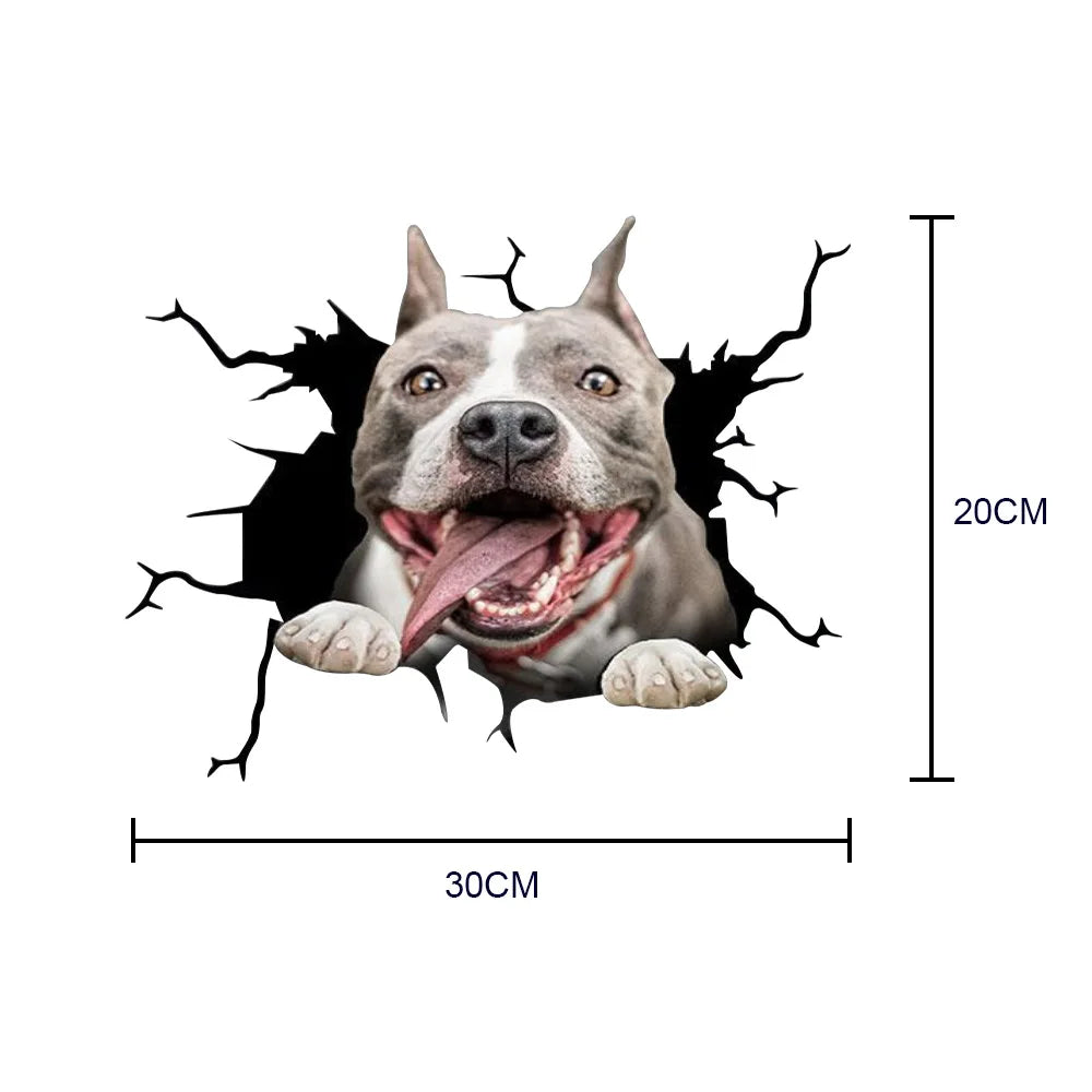 Waterproof Car Decals Cute Crack Dog Wall Sticker Glass Window Door Home Decoration Cartoon Animals Wallpaper Removable Poster