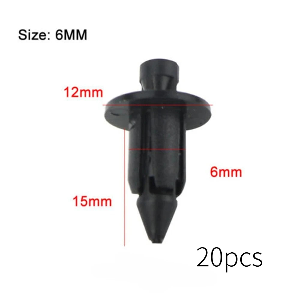 20pcs Universal Motorcycle Push Pin Rivets 6/7/8mm Plastic Fairing Clips Fastener Kit for Honda Yamaha Suzuki Kawasaki Repair