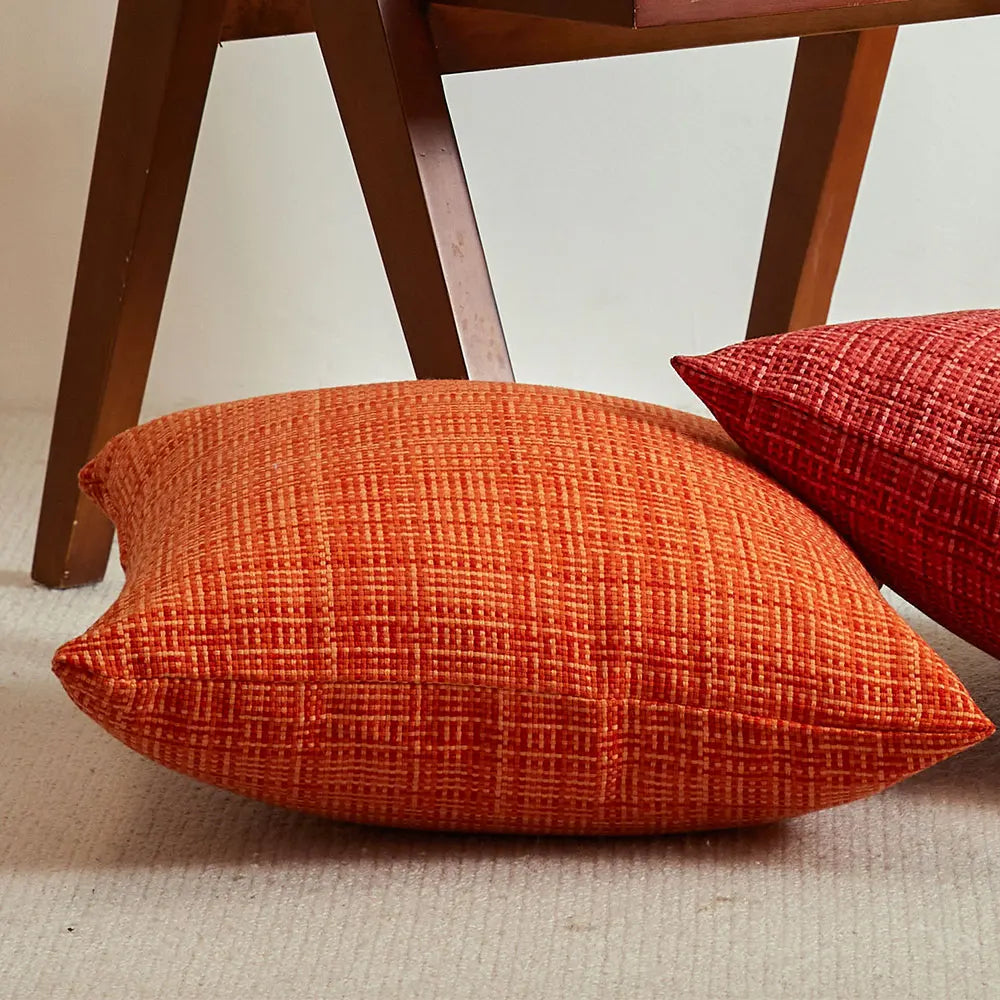 Orange Woven Cushion Cover Waterproof Outdoor Decorative Pillowcase Living Room Sofa Throw Pillow Cover Zipper Fundas De Cojines