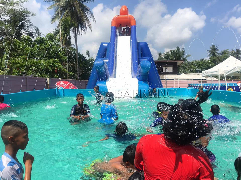 Pvc Bouncer Slide Pool Commercial Bounce House Inflatables Water Slide Fun City Bounce House With Slide and Obstacle Course