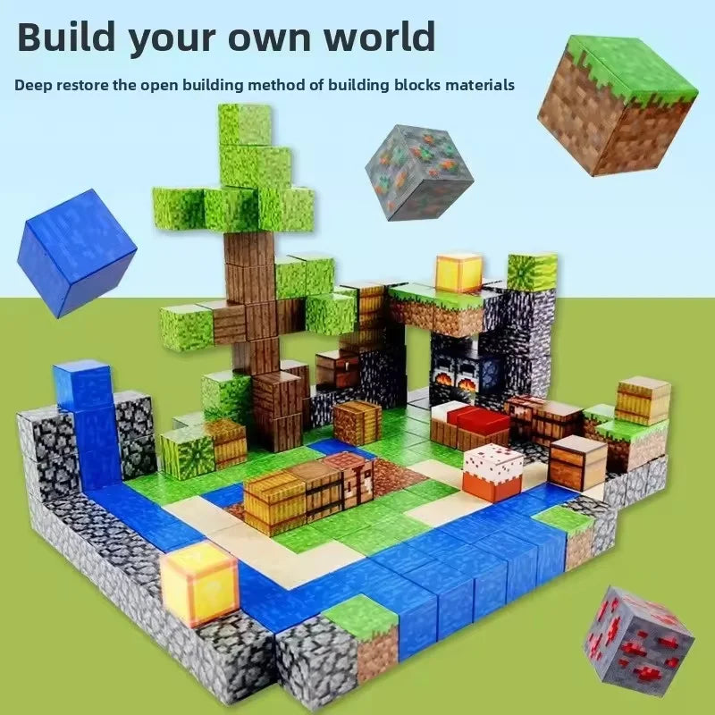 Magnetic Blocks toy Game Mine Magnet World Toys For Boys Girls STEM Montessori Sensory Cubes Game Toys Gift