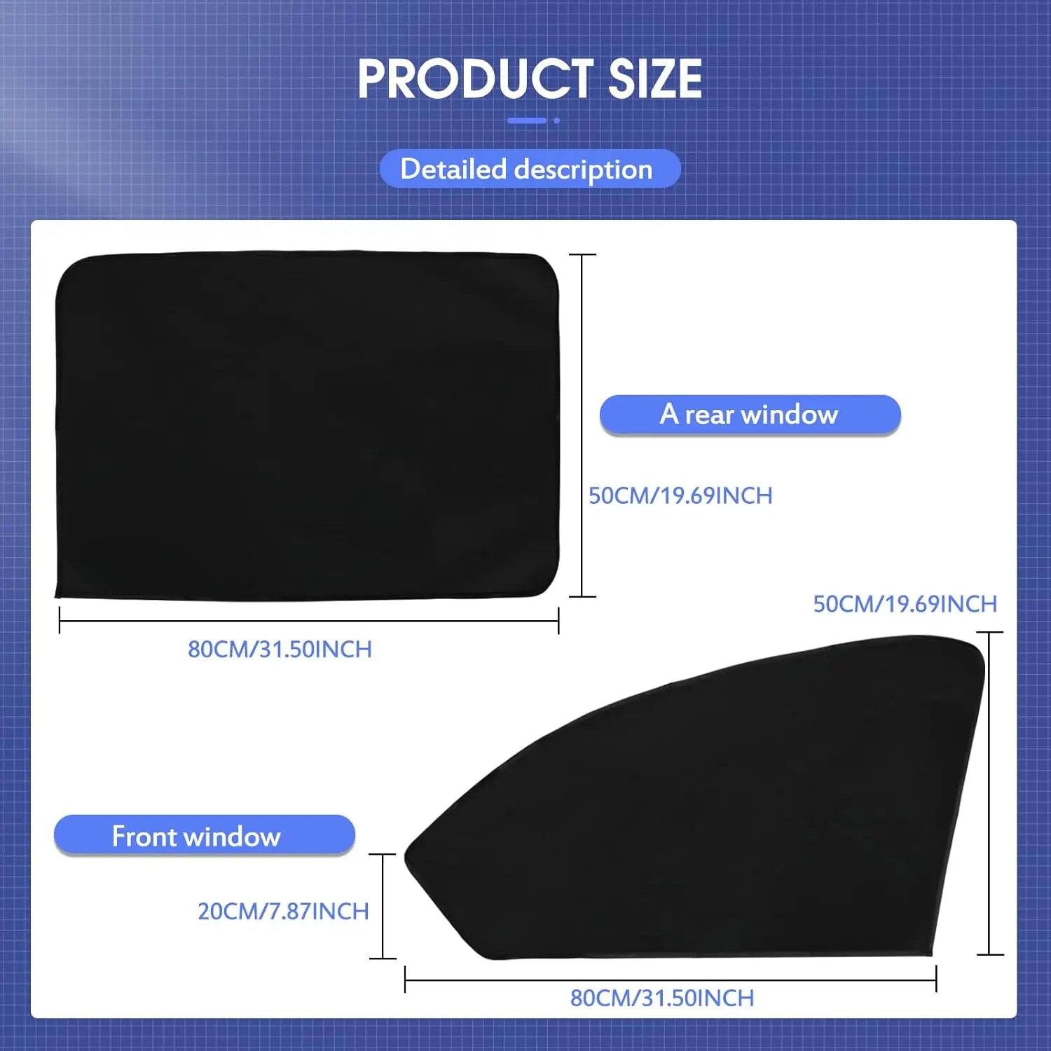PECHAM Magnet Car Side Window Curtain Privacy Curtains for Car Sun Shade Summer Sunshades UV Reflection Front/Back Window