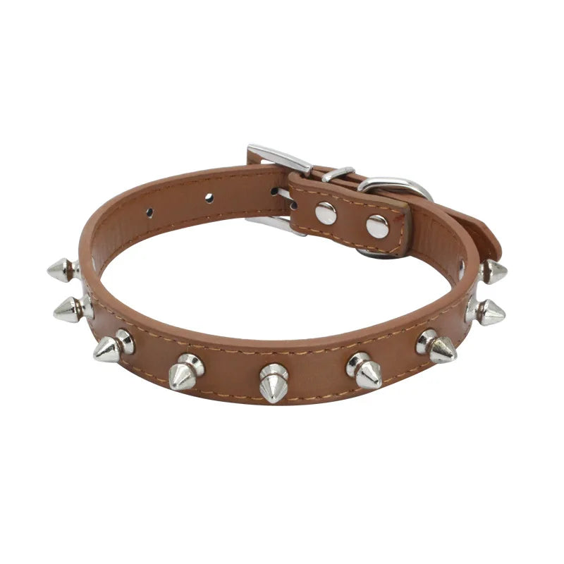 Leather Cat Collar Anti-Bite Studded Cat Collar with Spikes Adjustable Pet Collar for Small Dogs Puppy Kitten Pet Accessories