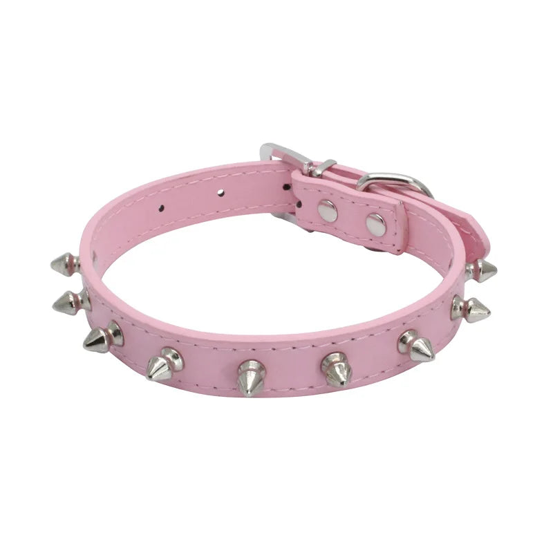 Leather Cat Collar Anti-Bite Studded Cat Collar with Spikes Adjustable Pet Collar for Small Dogs Puppy Kitten Pet Accessories