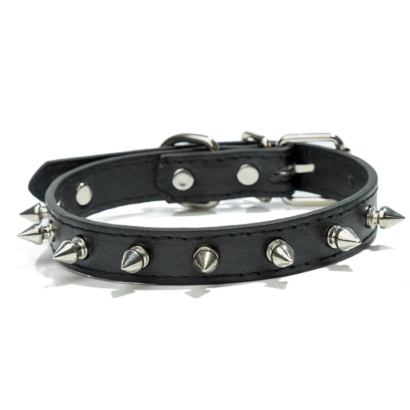 Leather Cat Collar Anti-Bite Studded Cat Collar with Spikes Adjustable Pet Collar for Small Dogs Puppy Kitten Pet Accessories