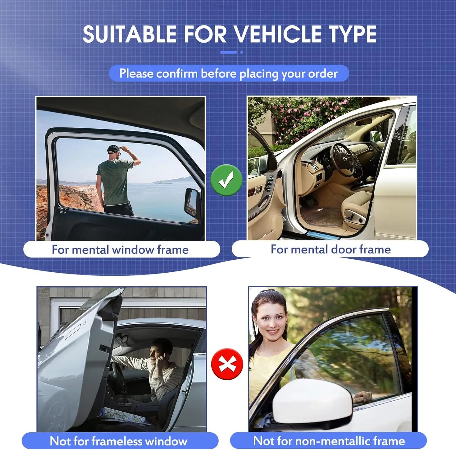 PECHAM Magnet Car Side Window Curtain Privacy Curtains for Car Sun Shade Summer Sunshades UV Reflection Front/Back Window
