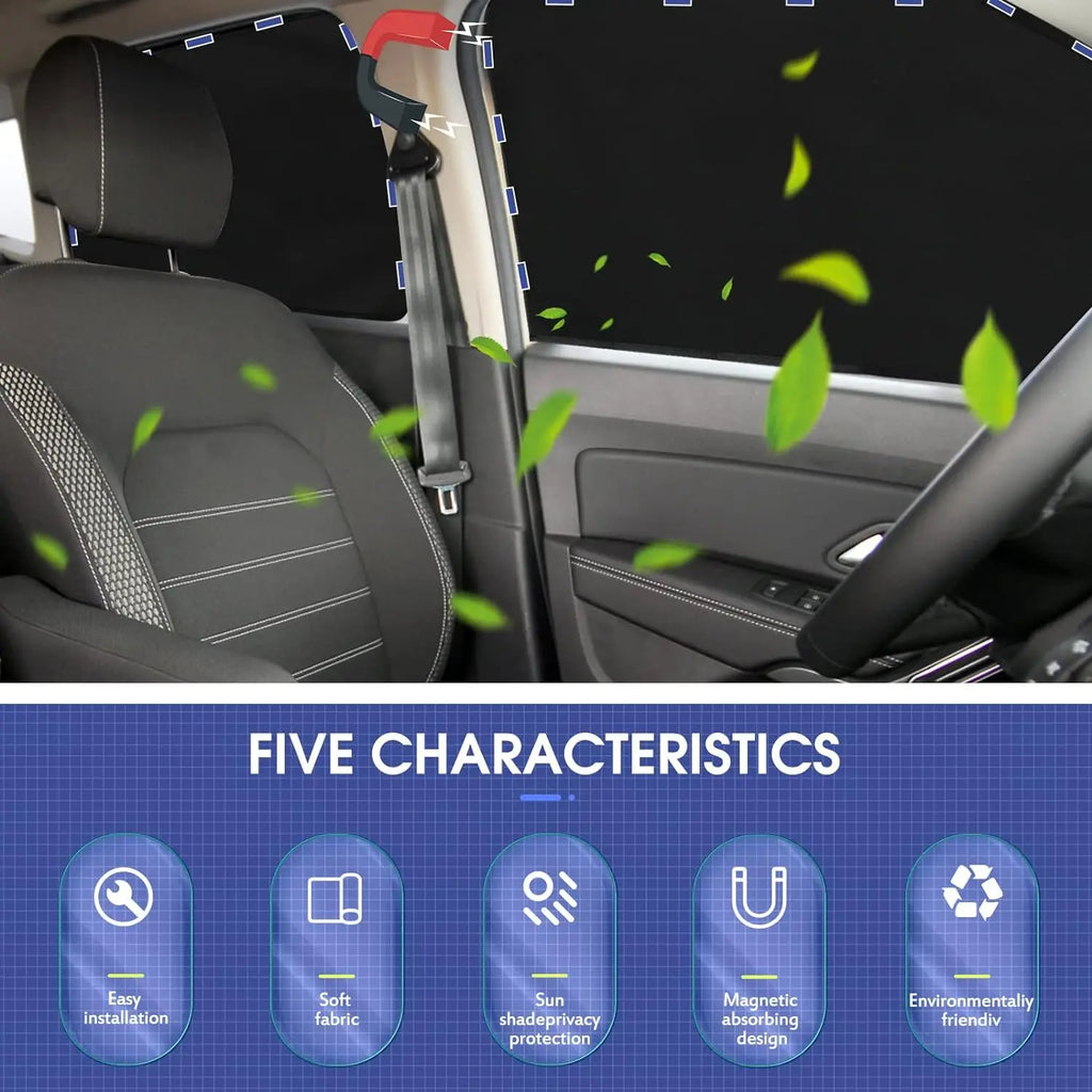 PECHAM Magnet Car Side Window Curtain Privacy Curtains for Car Sun Shade Summer Sunshades UV Reflection Front/Back Window