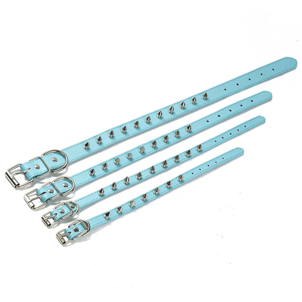 Leather Cat Collar Anti-Bite Studded Cat Collar with Spikes Adjustable Pet Collar for Small Dogs Puppy Kitten Pet Accessories