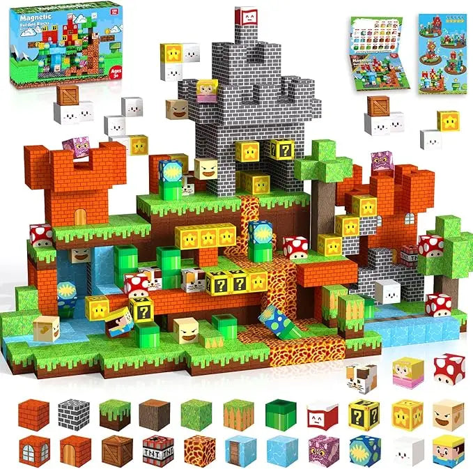 Magnetic Blocks - Build Mine Magnet World Magic Portal Set, Magnetic Tiles Building Blocks Toddler Toys STEM Sensory Outdoor Toy